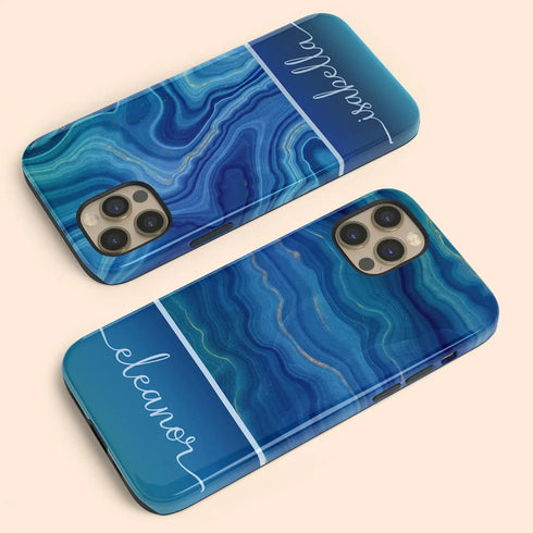 Blue Agate Custom Name iPhone Case